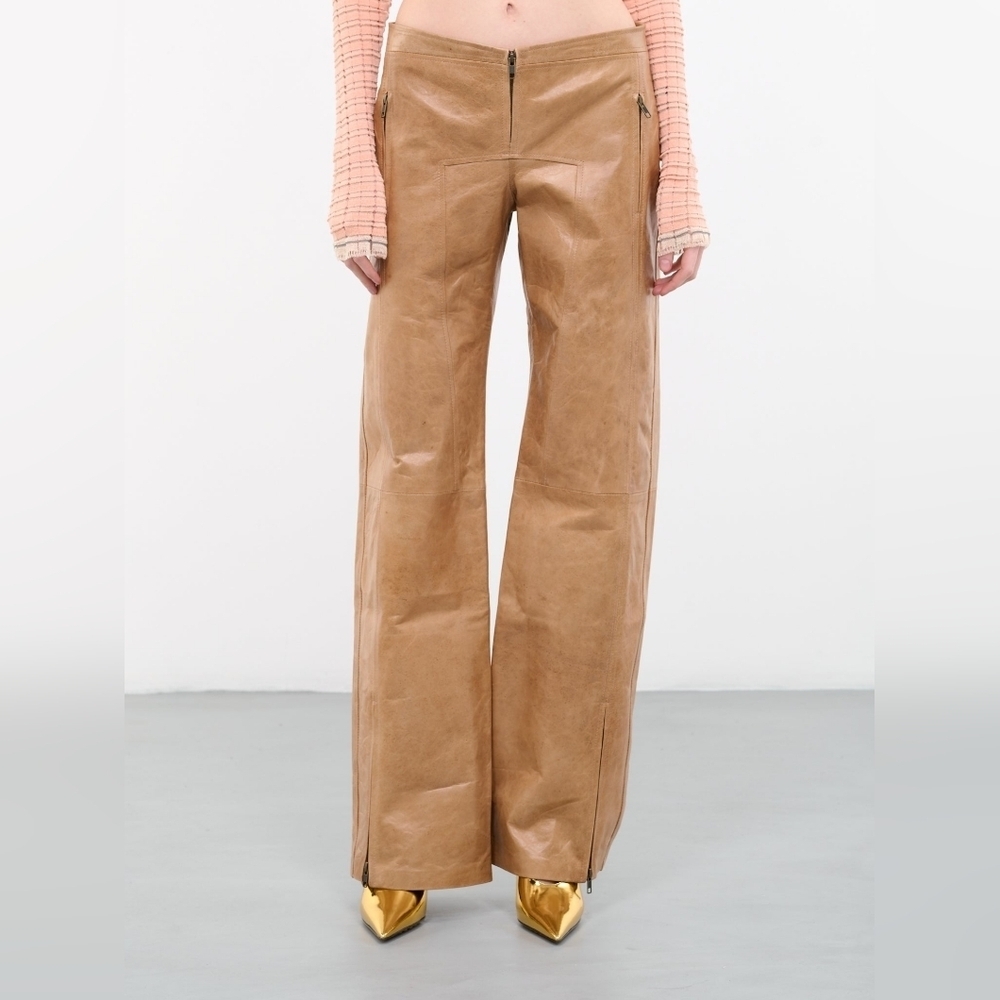 Knwls Tan Leather Trousers
